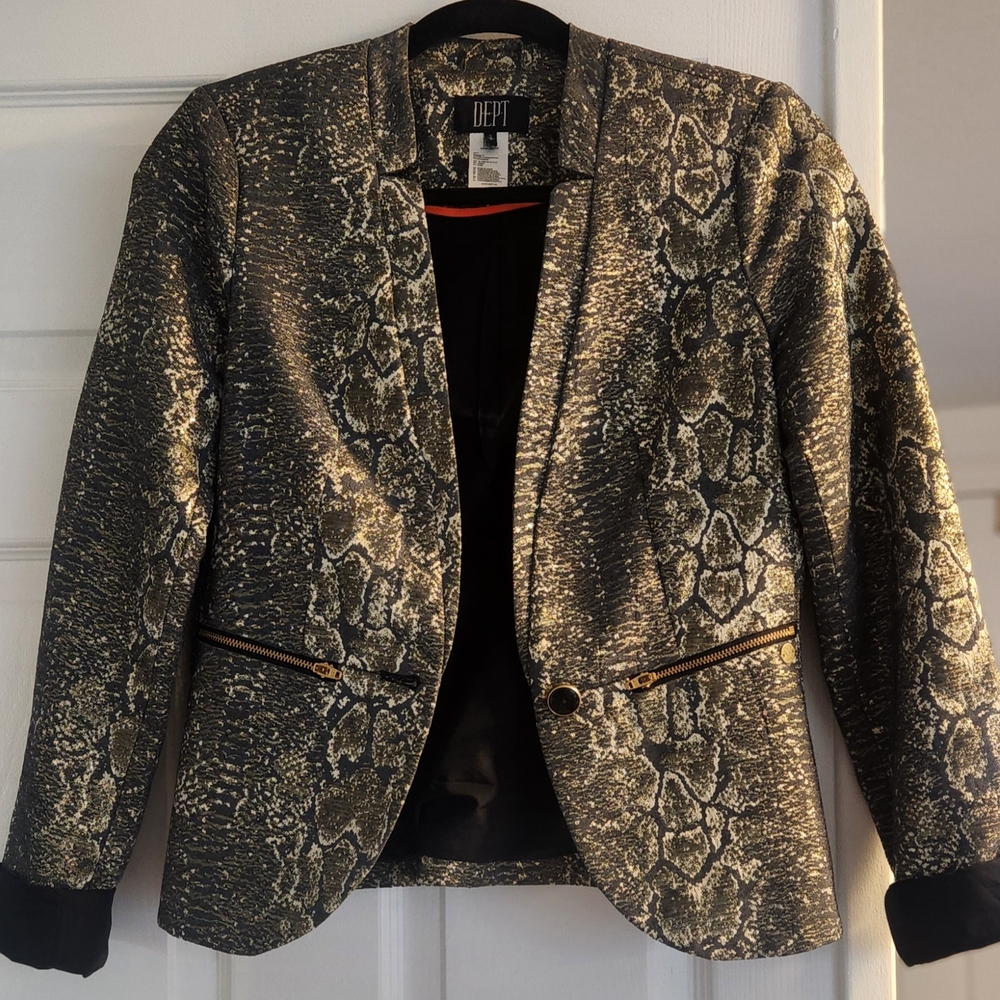 Women's Snake Print Jacket - Black and Gold